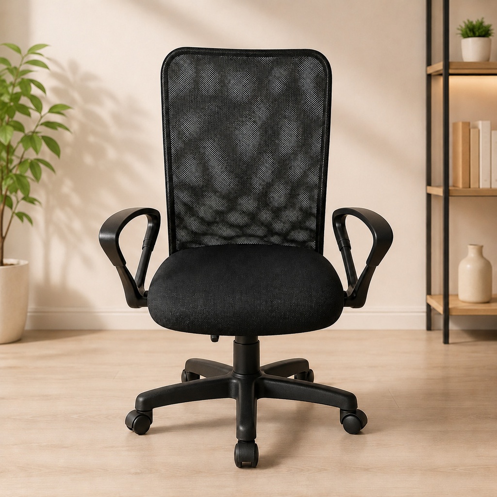 PC 895 Fixed Arm Black Breathable Mesh Chair 12 kg